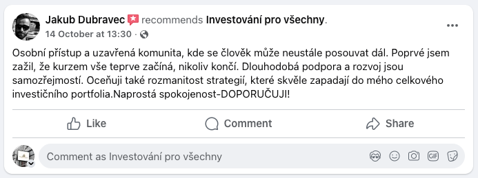 Recenze mentoringu – Facebook